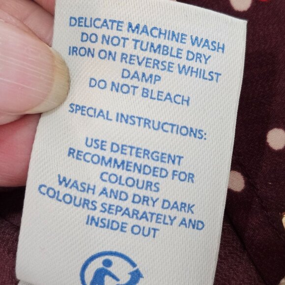 Boden Polly Peasant Blouse Size 8 Burgundy Floral Boho Tie - Picture 8 of 10